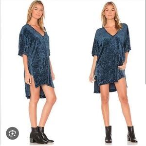Free People Blue Crushed Velvet Tunic